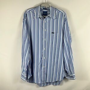 Faconnable Mens Striped Button Down Long Sleeve Shirt Size L